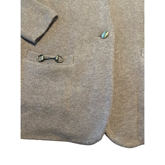 J. Crew Cocoon sweater-blazer in mushroom gold details wool/alpaca equestrian - Picture 5 of 8